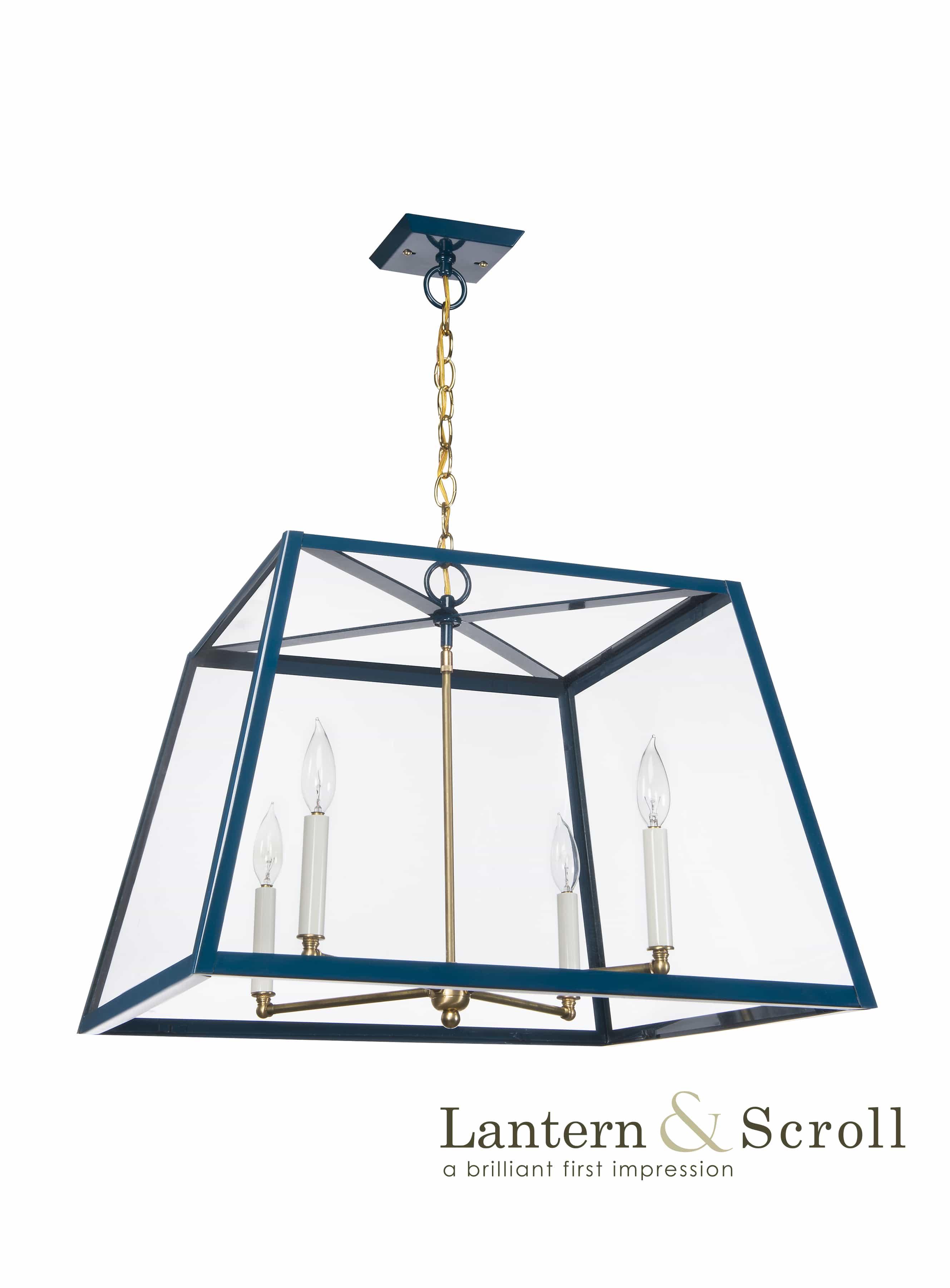 hanging ceiling light lantern navy blue black pendant bronze chain brass interior exterior gas electric scroll