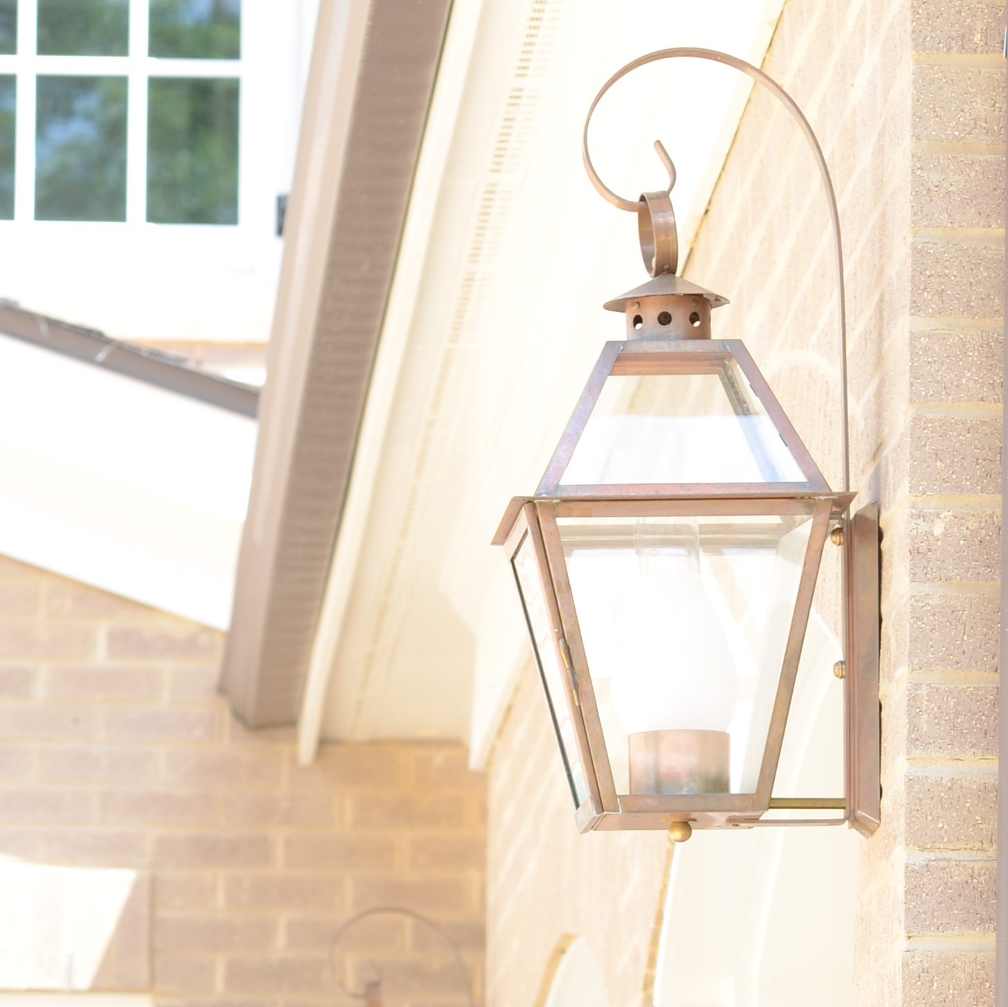 Charleston Collection Exterior Lantern in Original Copper Finish with Top Loop Scroll edited -